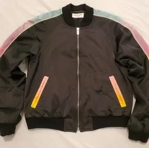 Saint Laurent Panther Print Satin Bomber Jacket 38